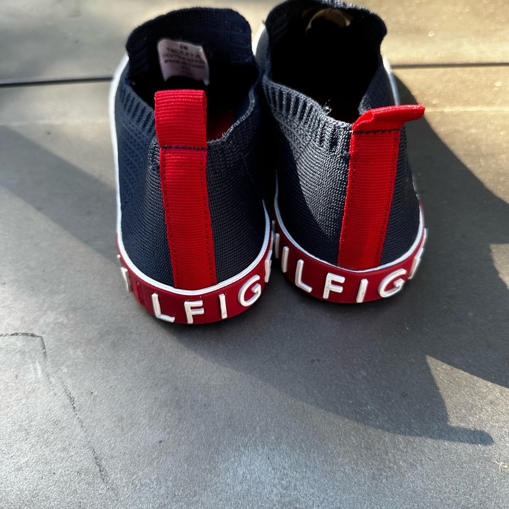 Tommy Hilfiger Navy and Red Women's Slip-On Sneakers - Picture 3 of 5